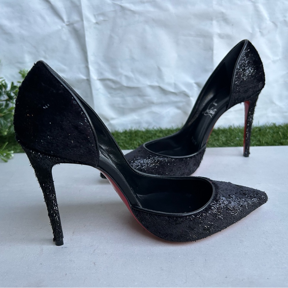 Christian Louboutin Iriza Black Vel Papillon Half d'Orsay Pump size 37 - Picture 7 of 17